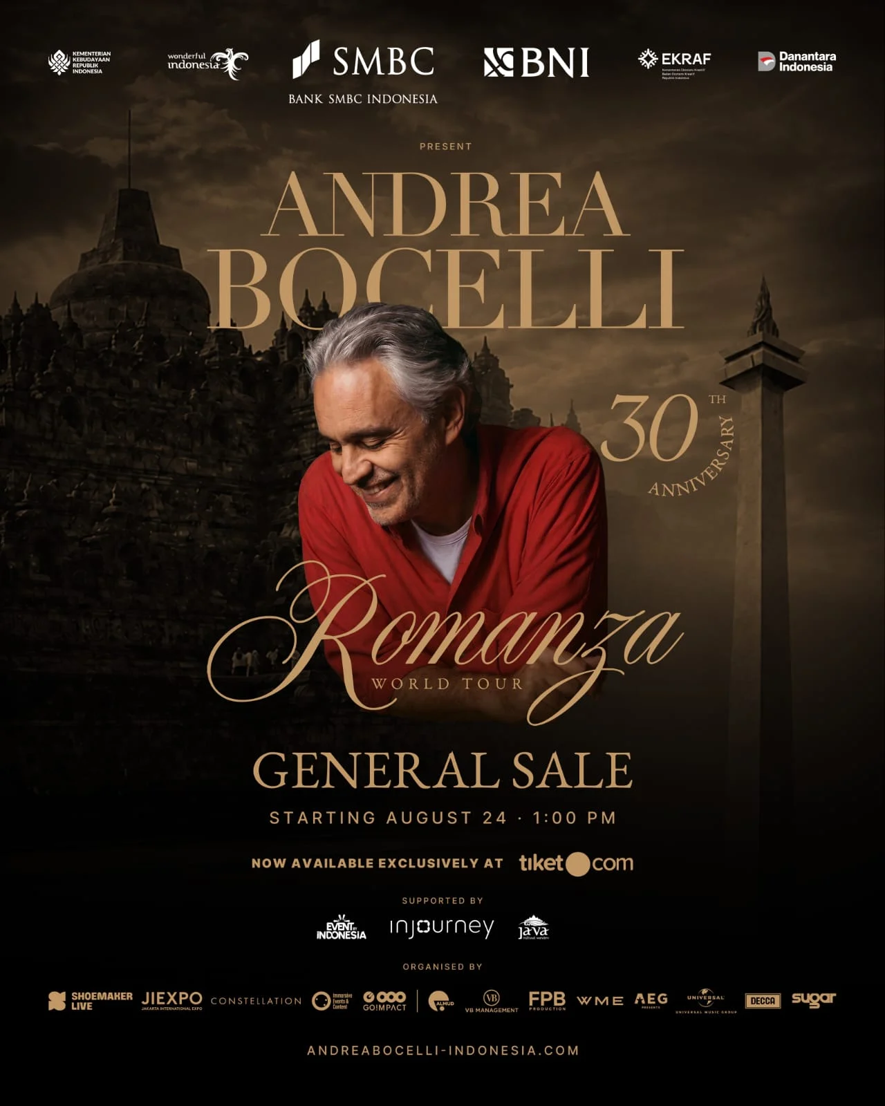 andrea bocelli concert, concert in borobudur temple, best concert in borobudur temple area